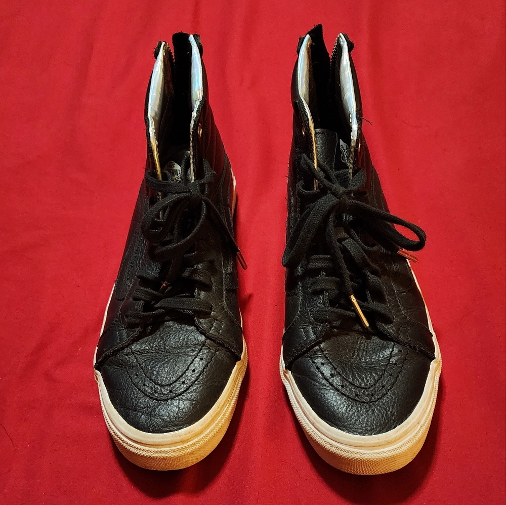 Black High-Top Vans zip up  9.5